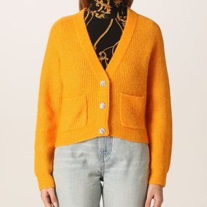 GANNI Bright Marigold Soft Wool Cardigan